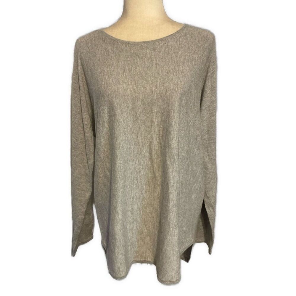 michael kors New solid gray crew neck long sleeve cotton viscose sweater Large